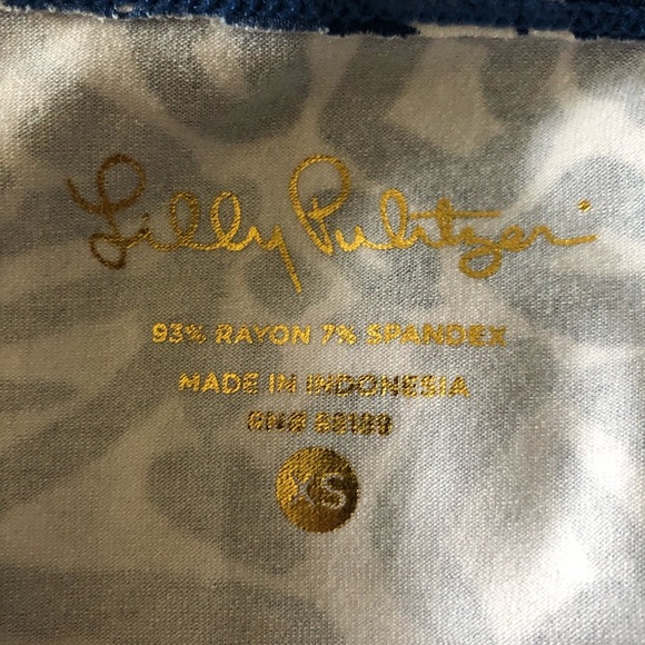 LILLY PULITZER UPF 50 Navy & White Pineapple Boatneck Sophie Dress Size XS - Picture 7 of 10